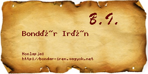 Bondár Irén névjegykártya